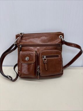 Giani Bernini Brown Leather Messenger Crossbody Bag